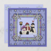 Schattigee Winter Sneeuwman Verjaardagsuitnodiging Kaart (Voorkant / Achterkant)