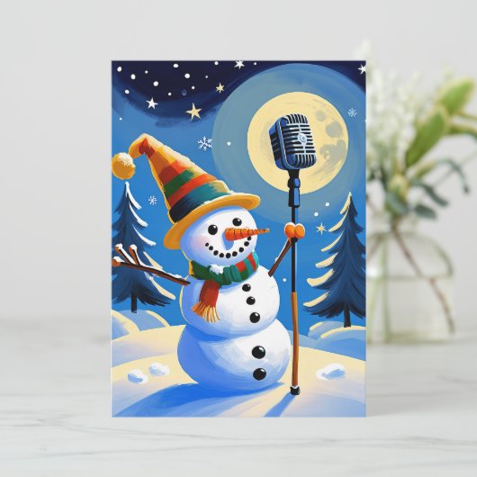 Schattigee Winter Sneeuwman Vrolijk Kerstfeest Nie Feestdagenkaart (Staand voorkant)