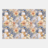Schattigee Winter Sneeuwmannen Bloemenscène Cream  Inpakpapier Vel (Voorkant 3)