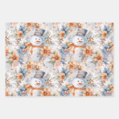 Schattigee Winter Sneeuwmannen Bloemenscène Cream  Inpakpapier Vel (Voorkant 2)