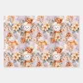 Schattigee Winter Sneeuwmannen Bloemenscène Cream  Inpakpapier Vel (Voorkant)