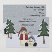Schattigee Winter Snowman Boys Baby shower Kaart (Voorkant / Achterkant)