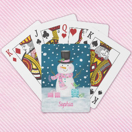 Schattigee Winter Snowman Vakantie Pokerkaarten