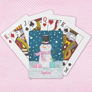 Schattigee Winter Snowman Vakantie Pokerkaarten