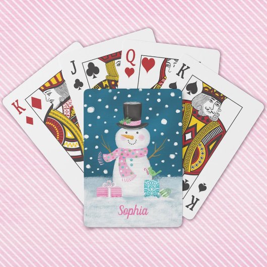 Schattigee Winter Snowman Vakantie Pokerkaarten
