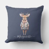 Schattigee winter thema pastel kleur hert aangepas kussen (Voorkant)