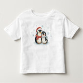 Schattigee winter thema pinguïn familie kerst kinder shirts (Voorkant)