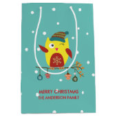 Schattigee Winter Uil Kerstillustratie Medium Cadeauzakje (Voorkant)