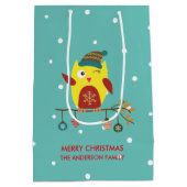 Schattigee Winter Uil Kerstillustratie Medium Cadeauzakje (Achterkant)