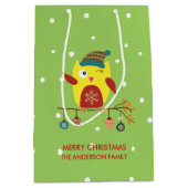 Schattigee Winter Uil Kerstillustratie Medium Cadeauzakje (Voorkant)
