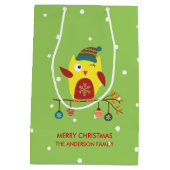 Schattigee Winter Uil Kerstillustratie Medium Cadeauzakje (Achterkant)