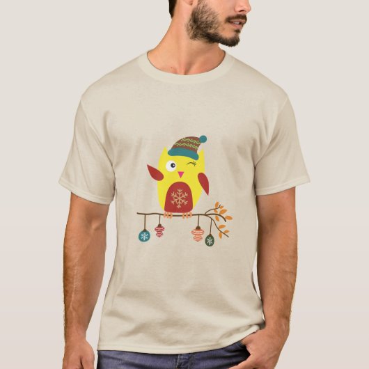 Schattigee Winter Uil Kerstmis Design T-shirt (Voorkant)