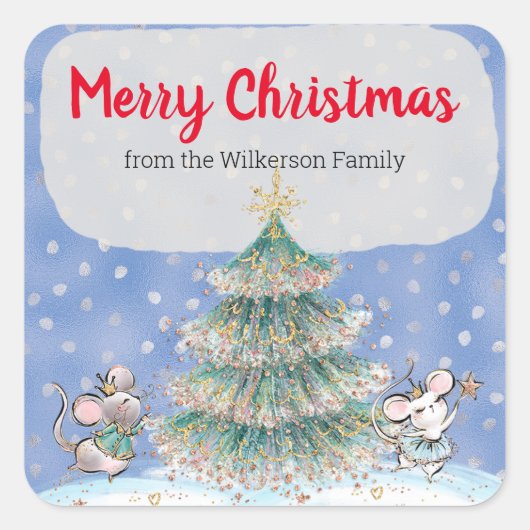 Schattigee Winter Wonderland Notenkraker Kerst Vierkante Sticker (Voorkant)