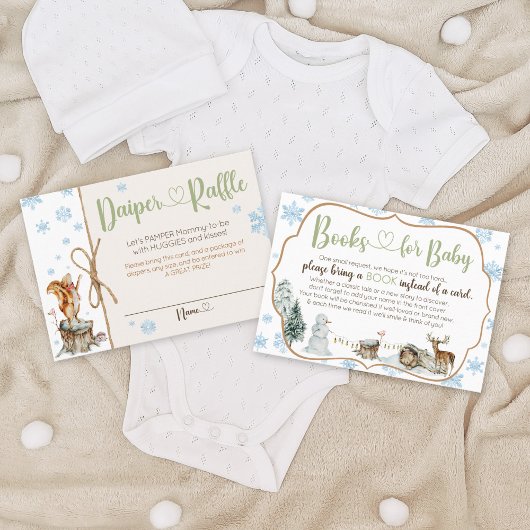 Schattigee Winter Woodland Animals Snowflake Baby  Informatiekaartje