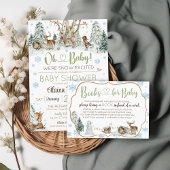 Schattigee Winter Woodland Animals Snowflake Baby  Informatiekaartje