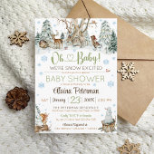 Schattigee Winter Woodland Animals Snowflake Baby  Kaart