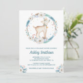 Schattigee Winter Woodland Baby shower Uitnodiging (Staand voorkant)