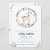 Schattigee Winter Woodland Baby shower Uitnodiging (Voorkant / Achterkant)