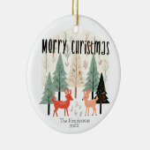 Schattigee Winter Woodland Familie Kerst Keramisch Ornament (Rechts)