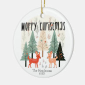 Schattigee Winter Woodland Familie Kerst Keramisch Ornament (Links)