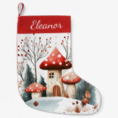 Schattigee Winter Woodland gepersonaliseerd Kleine Kerstsok (Voorkant)