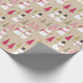 SCHATTIGEE WINTER WOODLAND SNEEUWMAN KERST CADEAUPAPIER (Hoek)