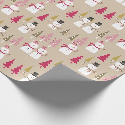 SCHATTIGEE WINTER WOODLAND SNEEUWMAN KERST CADEAUPAPIER (Hoek)