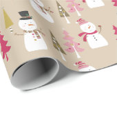 SCHATTIGEE WINTER WOODLAND SNEEUWMAN KERST CADEAUPAPIER (Rol Hoek)