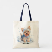 Schattigee winter Yorkshire Terrier Dog gepersonal Tote Bag (Achterkant)