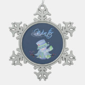 Schattigee winterblues tin sneeuwvlok ornament (Voorkant)