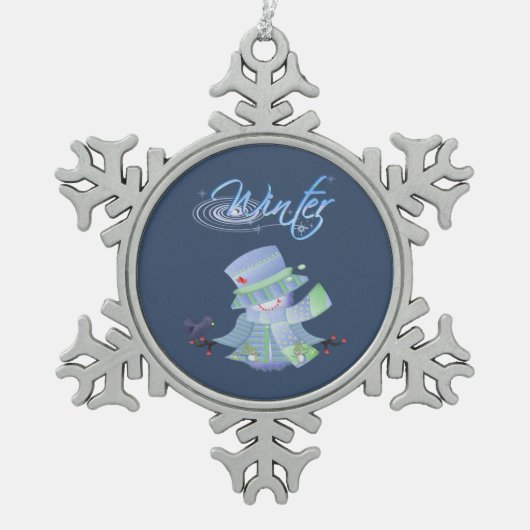 Schattigee winterblues tin sneeuwvlok ornament (Voorkant)