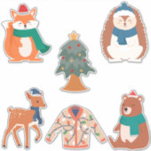 Schattigee winterdieren (6 Stickers per vel) (Voorkant)