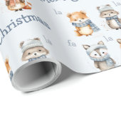 Schattigee winterdieren Blue Fa La Merry Christmas Cadeaupapier (Rol Hoek)