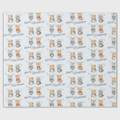 Schattigee winterdieren Blue Fa La Merry Christmas Cadeaupapier (Vlak)