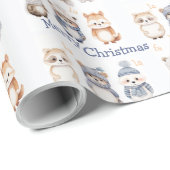 Schattigee winterdieren Fa La La Merry Christmas Cadeaupapier (Rol Hoek)