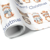 Schattigee winterdieren Fa La La Merry Christmas Cadeaupapier (Rol Hoek)
