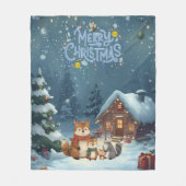 Schattigee winterdieren fleecedeken fleece deken (Voorkant)