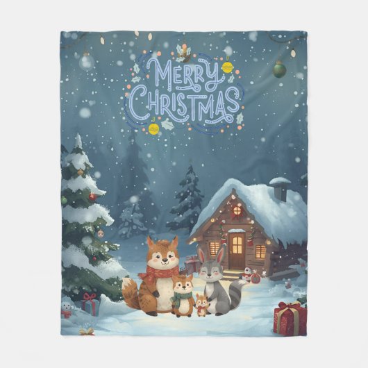 Schattigee winterdieren fleecedeken fleece deken (Voorkant)