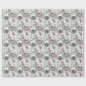 Schattigee winterdieren Kerstbomen Leuke Kinderen Cadeaupapier (Vlak)