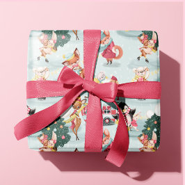 Schattigee winterdieren Kerstbomen Leuke Kinderen Cadeaupapier