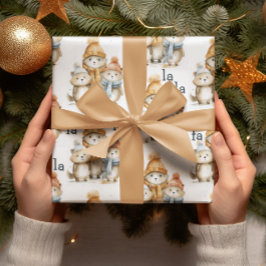 Schattigee winterdieren Waterverf Kinder kerst Cadeaupapier