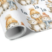 Schattigee winterdieren Waterverf Kinder kerst Cadeaupapier (Rol Hoek)