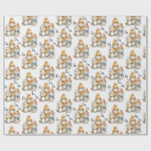 Schattigee winterdieren Waterverf Kinder kerst Cadeaupapier (Vlak)
