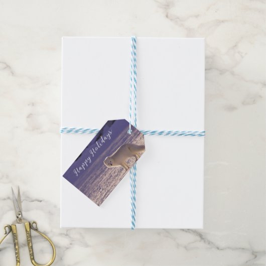 Schattigee winterfotografie van White Arctic Fox Cadeaulabel (Met Touw)