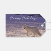 Schattigee winterfotografie van White Arctic Fox Cadeaulabel (Voorkant (Horizontaal))