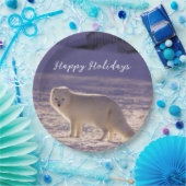 Schattigee winterfotografie van White Arctic Fox Papieren Bordje (Feest)