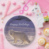 Schattigee winterfotografie van White Arctic Fox Papieren Bordje (Feest)