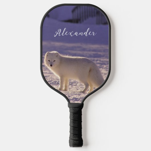 Schattigee winterfotografie van White Arctic Fox Pickleball Paddle (Voorkant)
