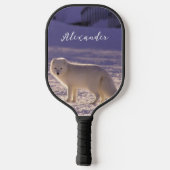 Schattigee winterfotografie van White Arctic Fox Pickleball Paddle (Achterkant)