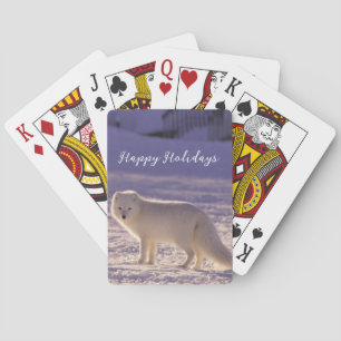 Schattigee winterfotografie van White Arctic Fox Pokerkaarten